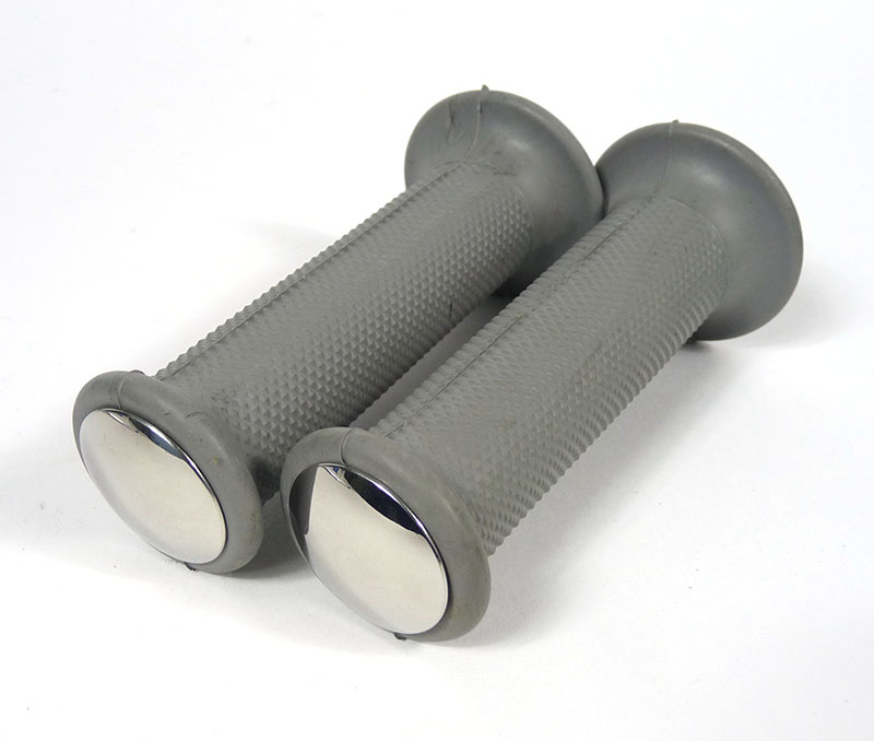 Lambretta Headset (handlebar) grips, Grey, TZR type with stainless steel bar ends, Series 3, pair, MB
