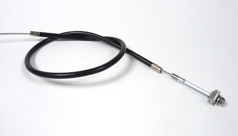 Lambretta Cable, Black, Rear brake nylon lined, threaded inner barrel, nut, washer, MB