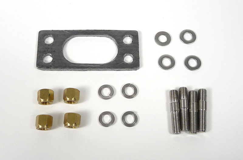 Lambretta Exhaust fastener kit, studs, nuts, washers, gasket for Oval exhaust port cylinders, 4 stud version, MB